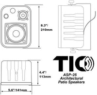 ASP25 - 4.25" 3-Way Outdoor Weather-Resistant Patio Speakers (Pair)