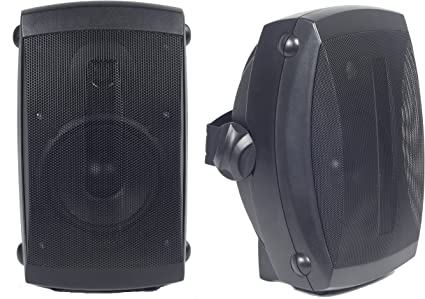 AES0101- Weatherproof Eco Patio Speakers 50W, 4" 2-Way Woofer Speaker and 1" Balance Dome Tweeter, White or Black, Pair