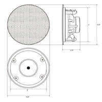 TIC MC7V26 6.5'' Ceiling Speakers with Magnetic Grill 8Ω 70V switch Water-Resistant / Set of 4 speakers